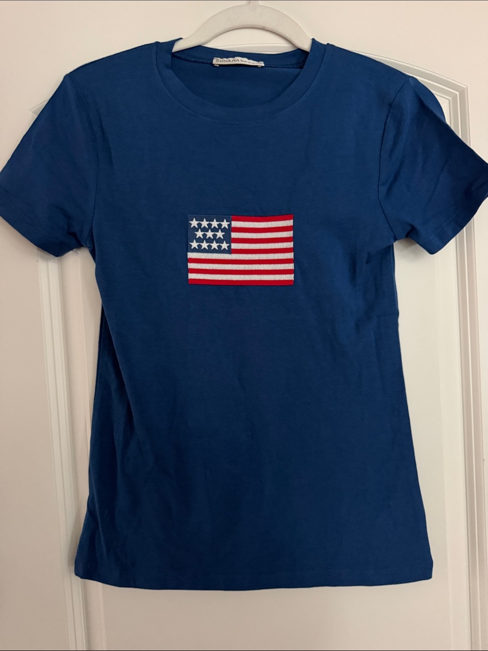 Zenana Embroidered Flag Tee | Small